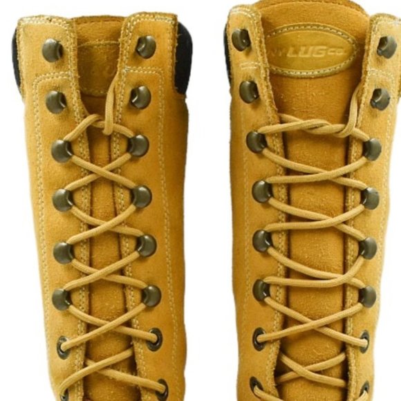 Vintage Lugz Y2K Tall Tan Leather Lace-up Boots - Picture 8 of 14